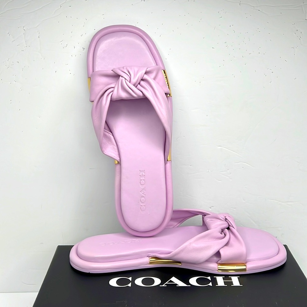 ⭐️COACH💯 BROOKLYN LEATHER SANDAL, VIOLET COLOR, SIZE 9-B